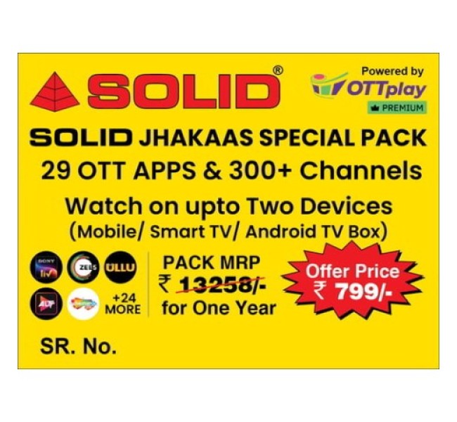SOLID JHAKAAS SPECIAL PACK - 29 Apps & 300+ Channels