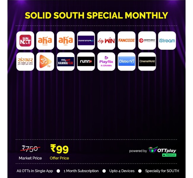 SOLID SOUTH SPECIAL MONTHLY PACK - 16 OTT Apps & 250+ Channels