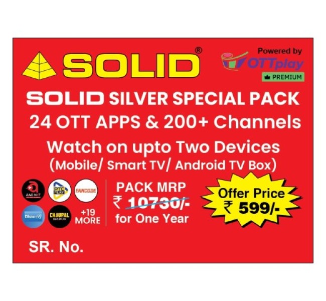 SOLID Silver Special 200+ Live Streaming Channels in 24 OTT Apps Bundle Pack