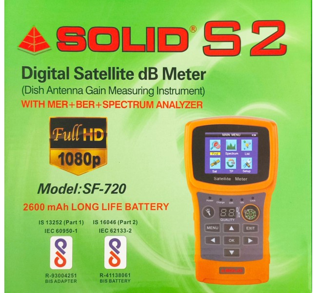 SOLID SF-720 Rechargeable Digital Satellite dB Meter with Torch