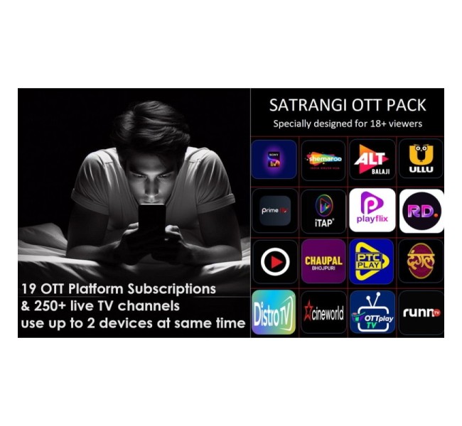 SOLID SATRANGI YEARLY PACK  - 19 OTT APPS & 250+ Channels