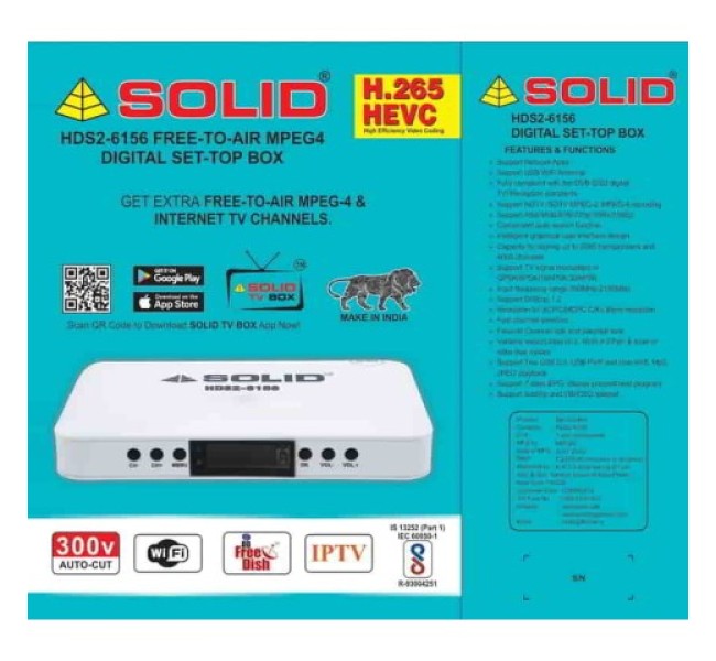 SOLID HDS2-6156 H.265/HEVC DVB-S2 FullHD FTA  Set-Top Box