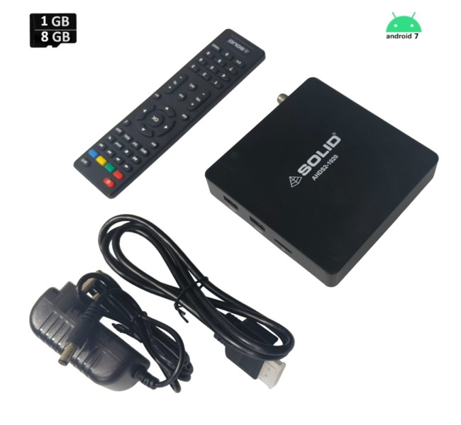 SOLID AHDS2-1020 Android+S2 (Satellite+Android 7.1) Combo Set-Top Box - Free Shipping With this you get 1 year OTT pack free